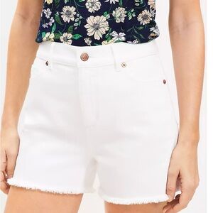 🤍 NWT LOFT White High Rise Cut Off Shorts Size 28 | Summer Staple